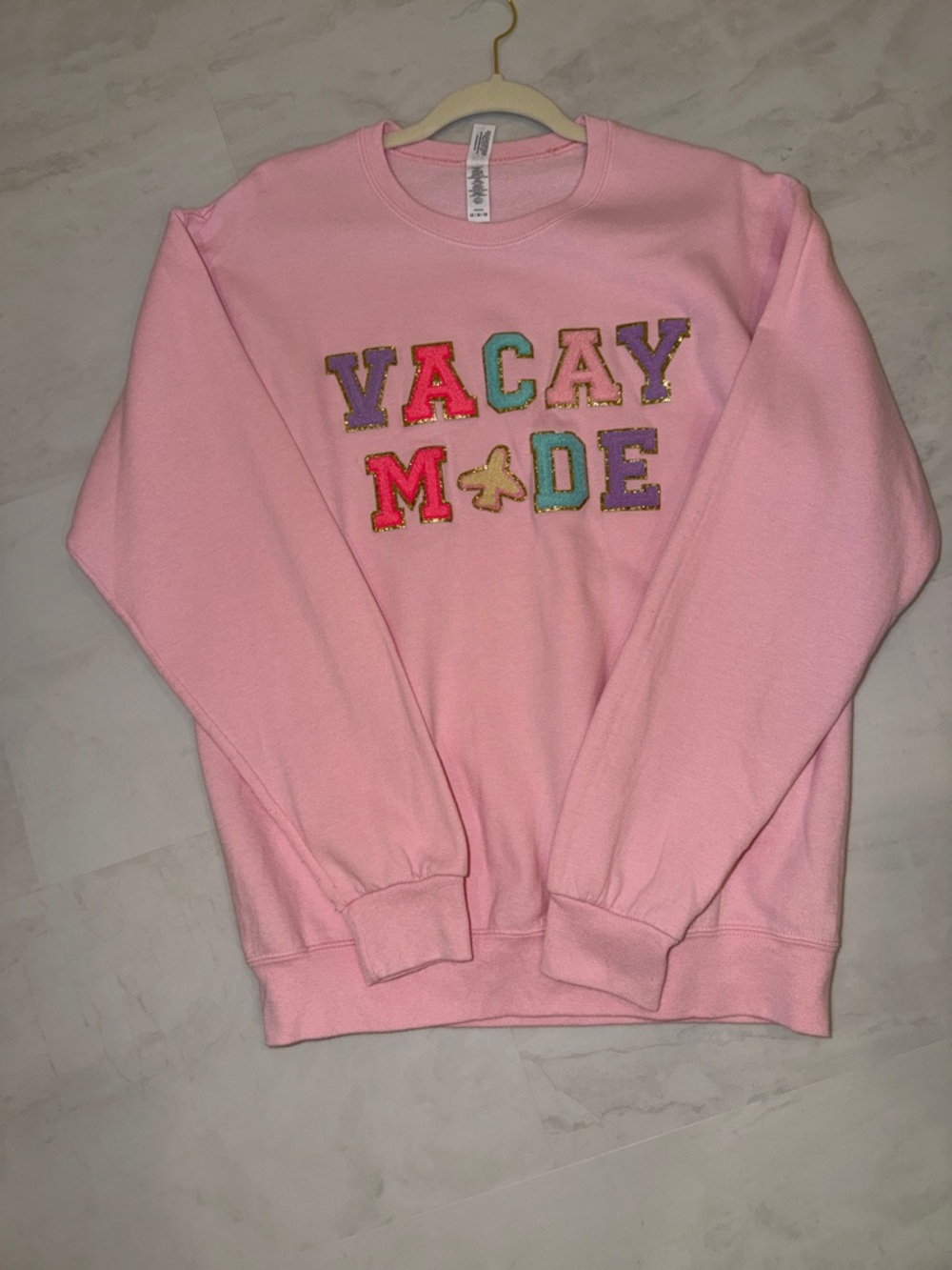 Gymboree Pink 'VACAY MODE' Embroidered Crewneck Sweatshirt